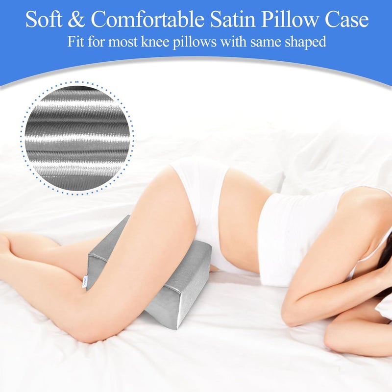Zelimun Knee Pillow Cover Replacement 10" x 8" x 6.3", Leg Pillowcase with Long Zipper, Washable Cover for Contour Knee Foam Support Pillow (Grey) - Image 4